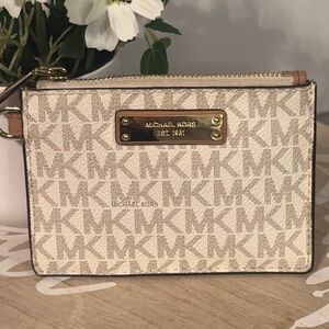 Michael Kors Beige Monogram Wristlet